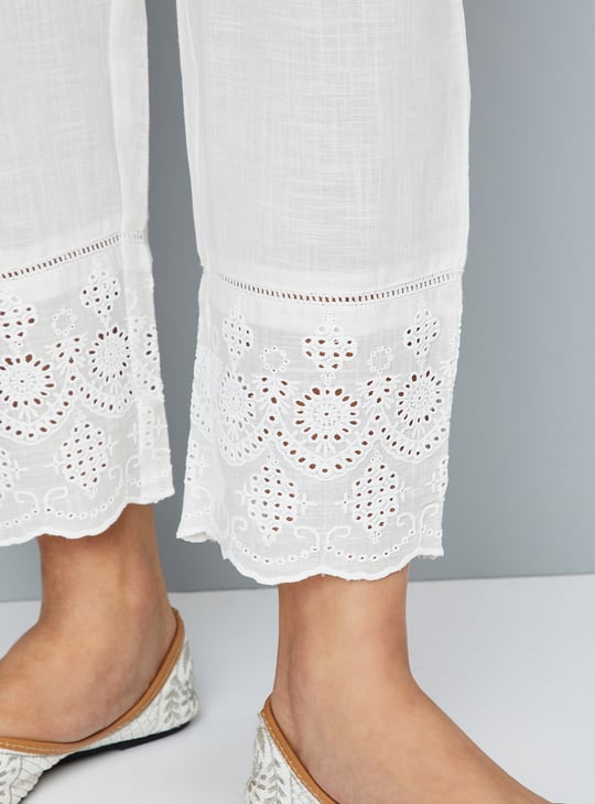 Women Schiffli Straight Pants