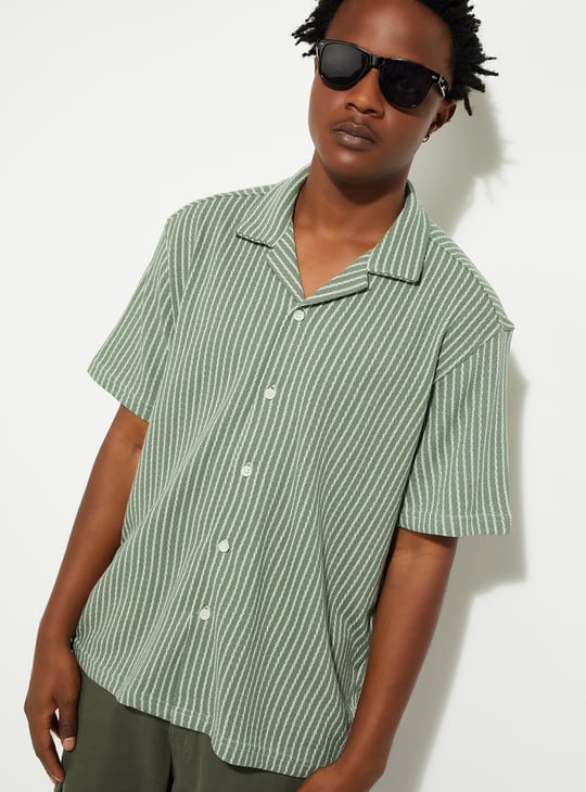 URB_N Men Striped Slim Fit Shirt Striped