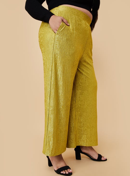 Women Patterned Shimmer Wide Leg Trousers