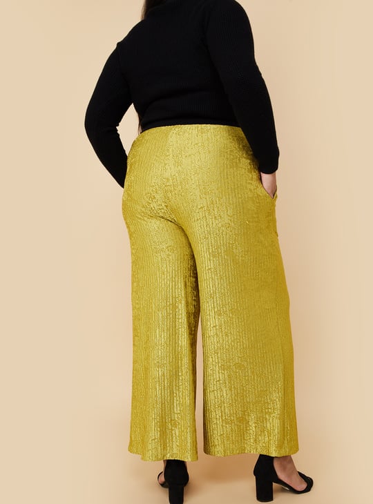 Women Patterned Shimmer Wide Leg Trousers