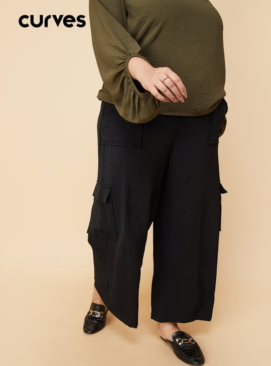 Women Textured Belted Cargo Trousers