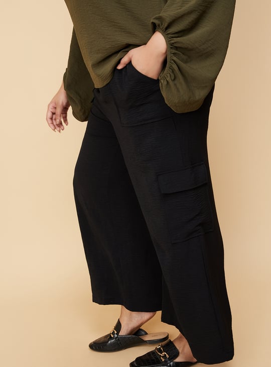 Women Textured Belted Cargo Trousers