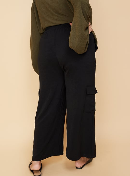 Women Textured Belted Cargo Trousers
