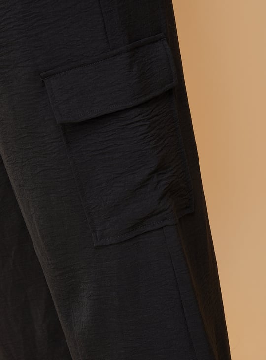 Women Textured Belted Cargo Trousers