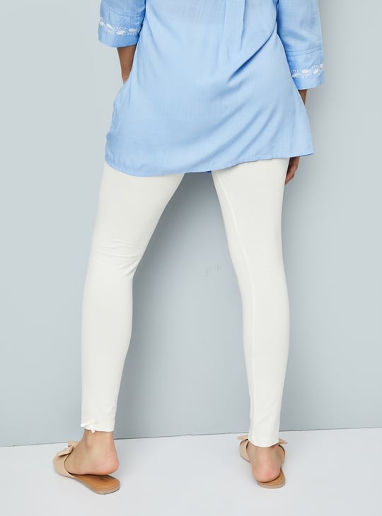 Girls Solid Full-Length Leggings