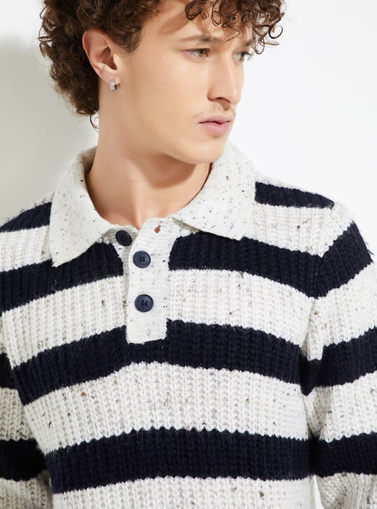 URB_N Men Striped Heavy Knit Sweater