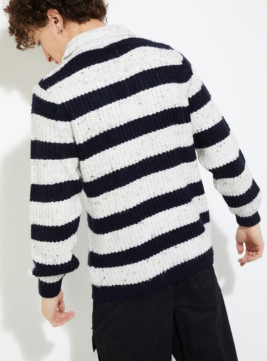 URB_N Men Striped Heavy Knit Sweater
