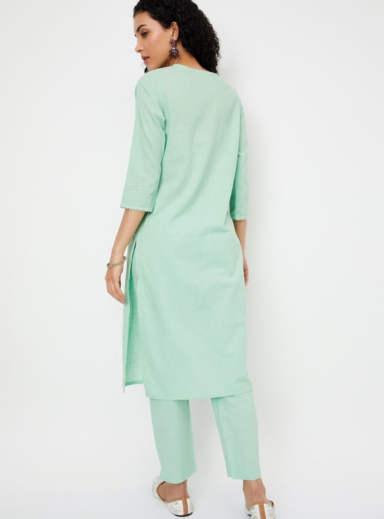 Women Embroidered Straight Kurta Set