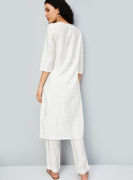 Women Embroidered Straight Kurta Set