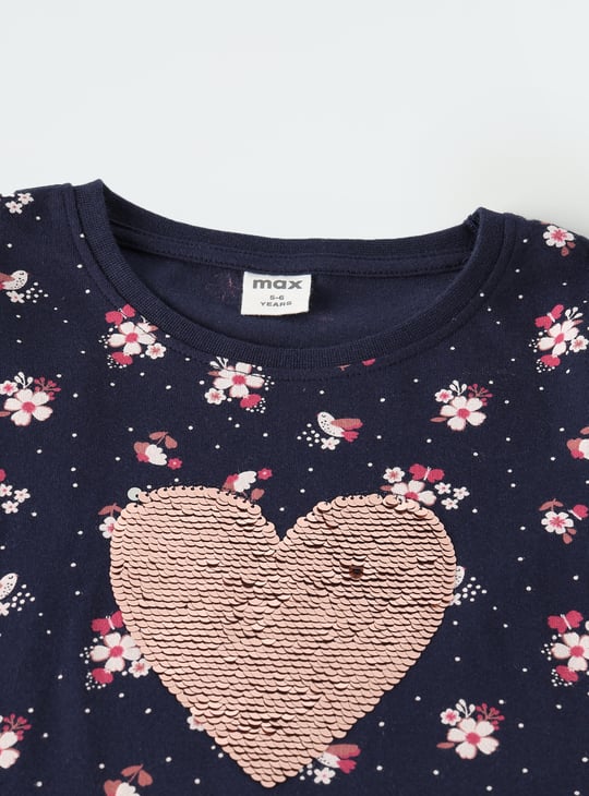 Girls Reversible Sequin Peplum Top