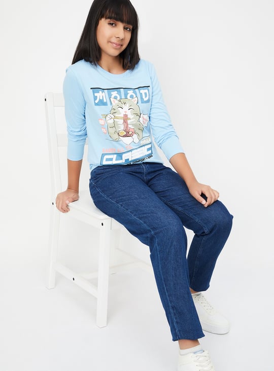 Girls Printed Full Sleeve T-shirt