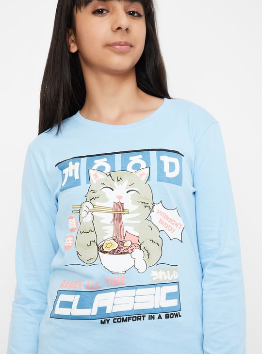 Girls Printed Full Sleeve T-shirt