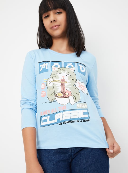 Girls Printed Full Sleeve T-shirt