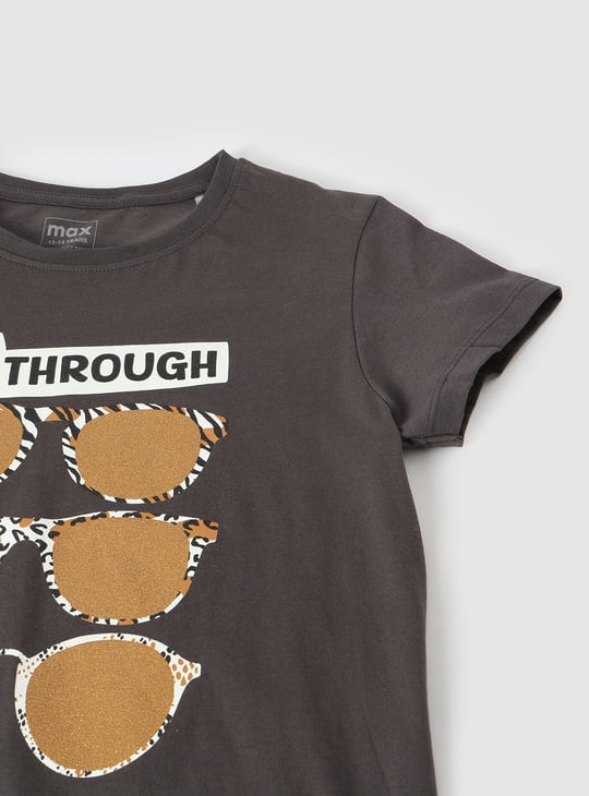 Girls Glitter Printed T-shirt