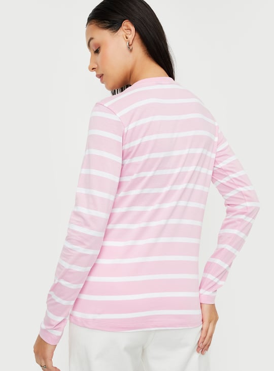 Women Striped Henley T-shirt