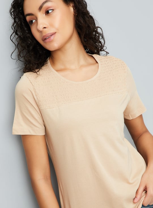 Women Smocked Yoke T-shirt