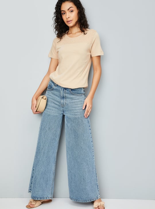 Women Smocked Yoke T-shirt