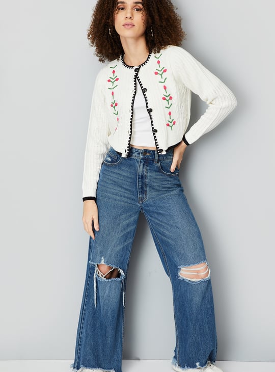 Women Embroidered Cardigan