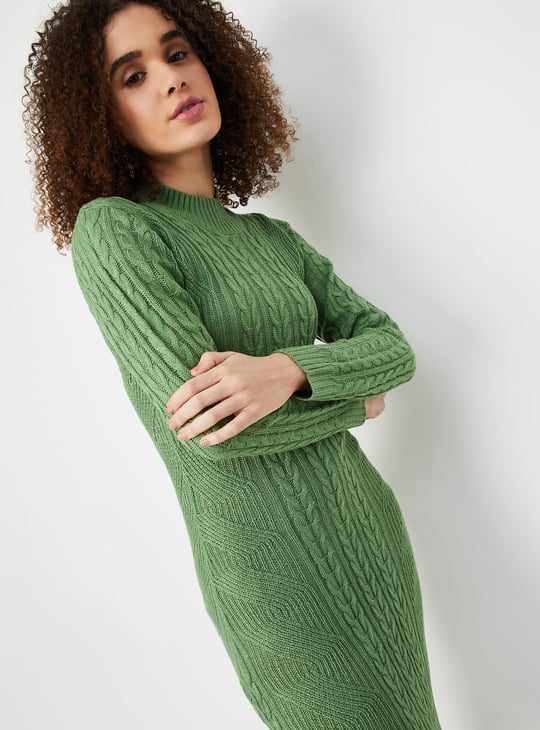 Women Cable Knit Sweater Dress