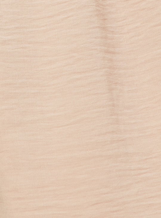 Women Hammered Texture Tie-Up Neck Blouse