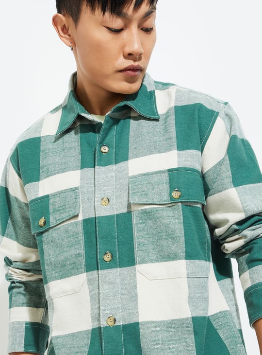 URB_N Men Boxy Fit Checked Over Shirt