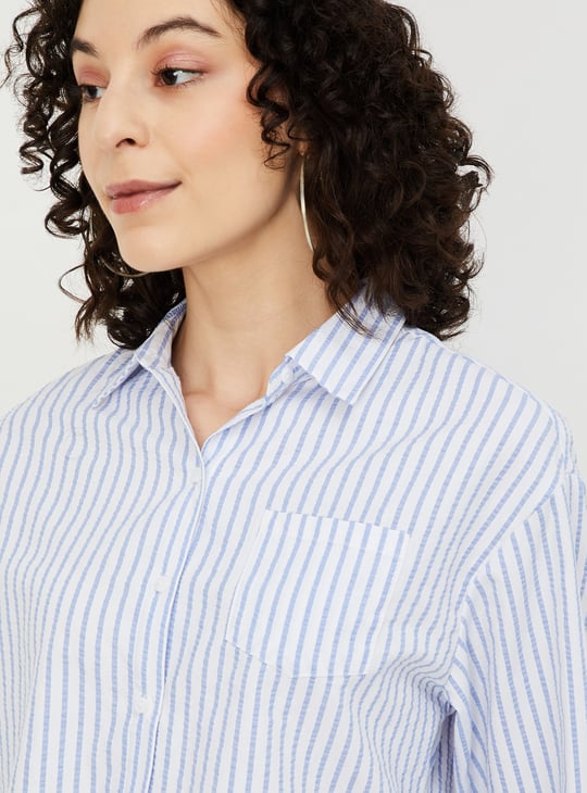 Women Striped Cropped Shirt