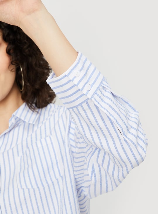 Women Striped Cropped Shirt