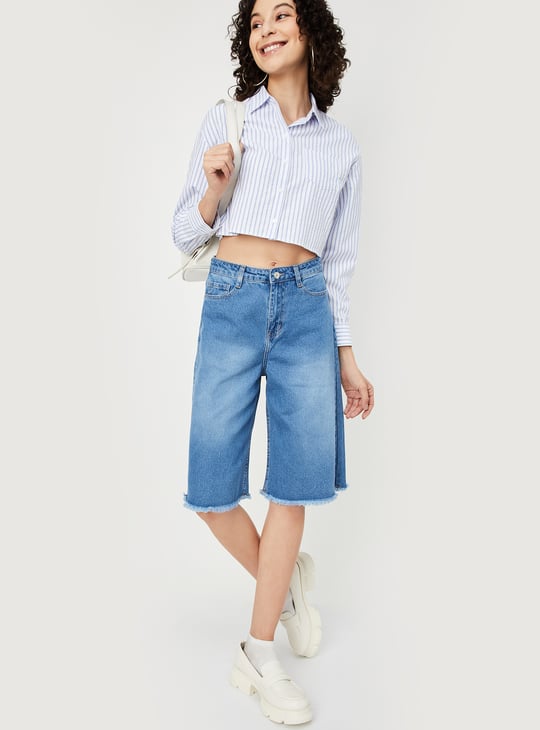 Women Striped Cropped Shirt