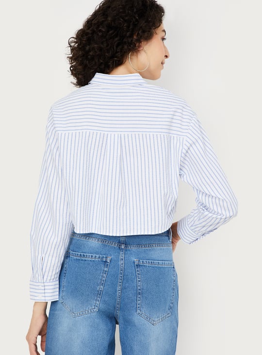 Women Striped Cropped Shirt