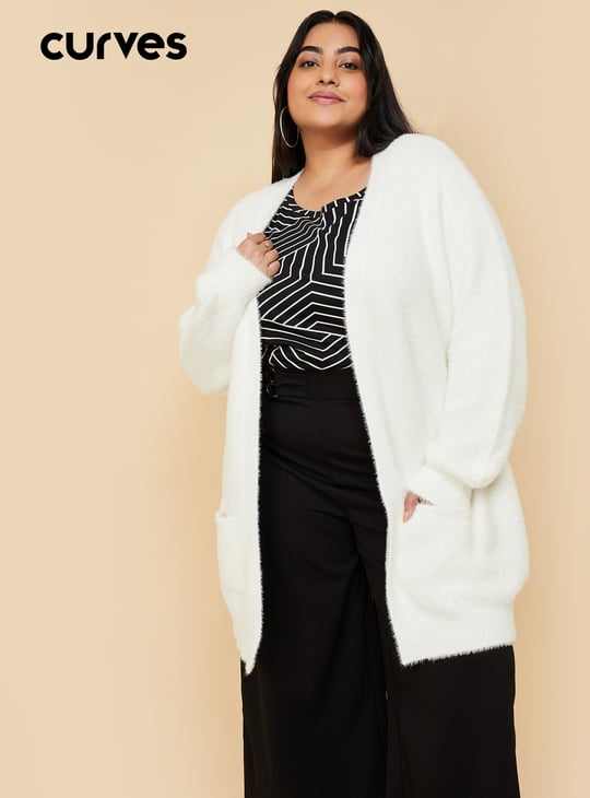 Women Knitted Open Front Cardigan