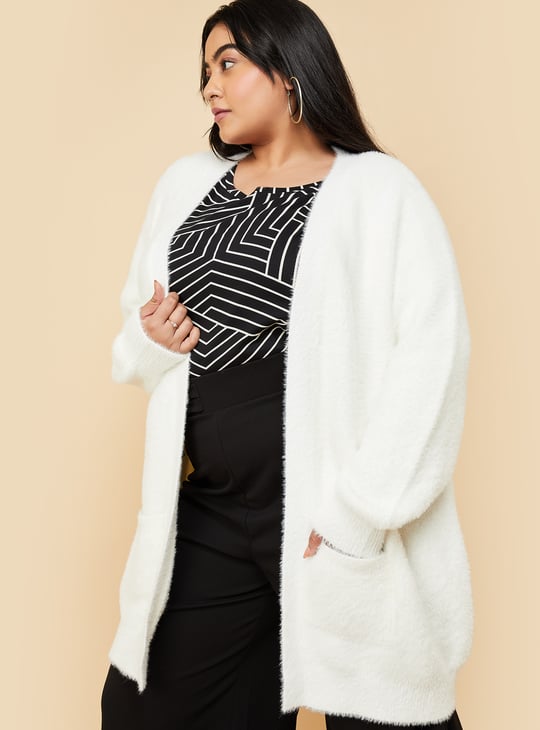 Women Knitted Open Front Cardigan