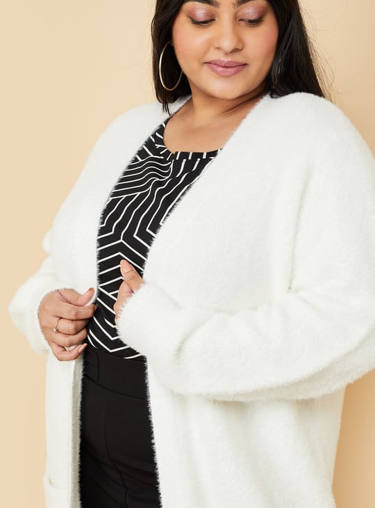 Women Knitted Open Front Cardigan