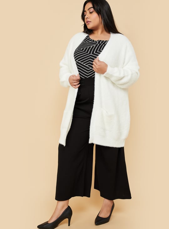 Women Knitted Open Front Cardigan