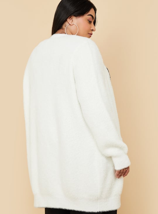 Women Knitted Open Front Cardigan