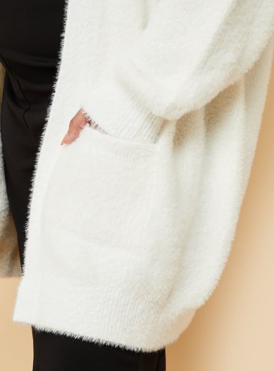 Women Knitted Open Front Cardigan