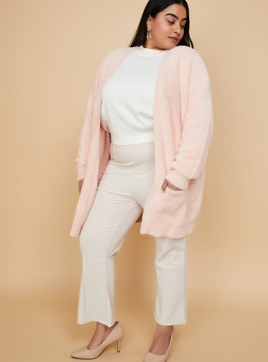 Women Knitted Open Front Cardigan
