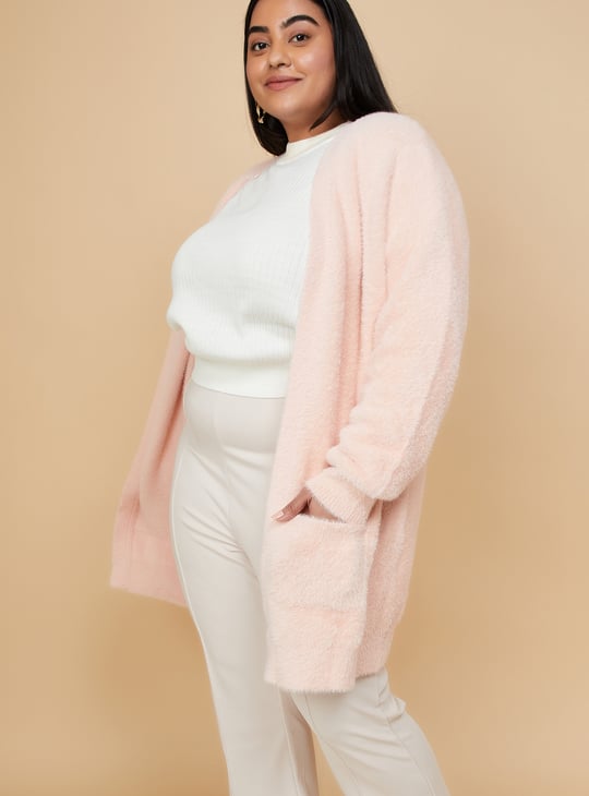 Women Knitted Open Front Cardigan