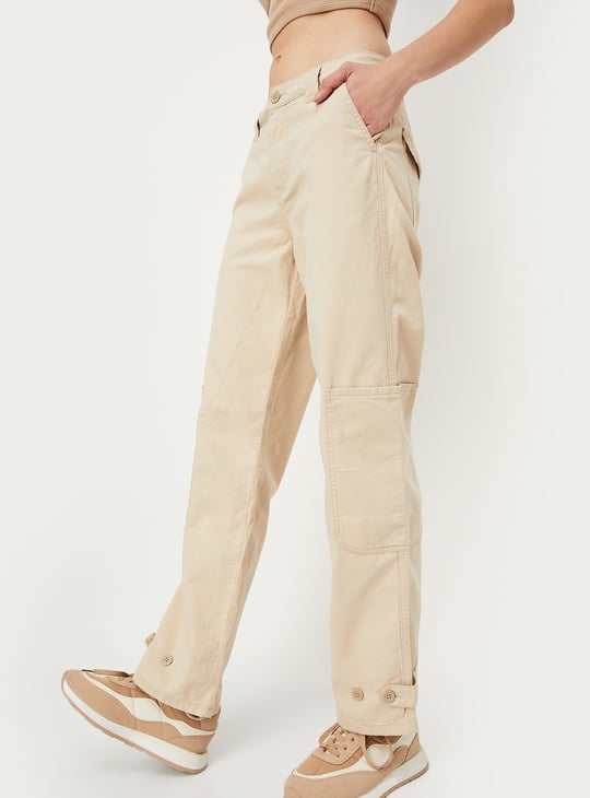 Women Solid Cargo Trousers Solid