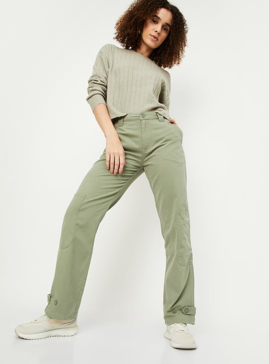 Women Solid Cargo Trousers