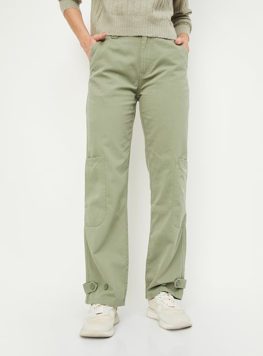 Women Solid Cargo Trousers