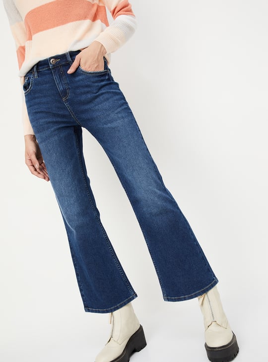 Women Washed Kick Flare Jeans