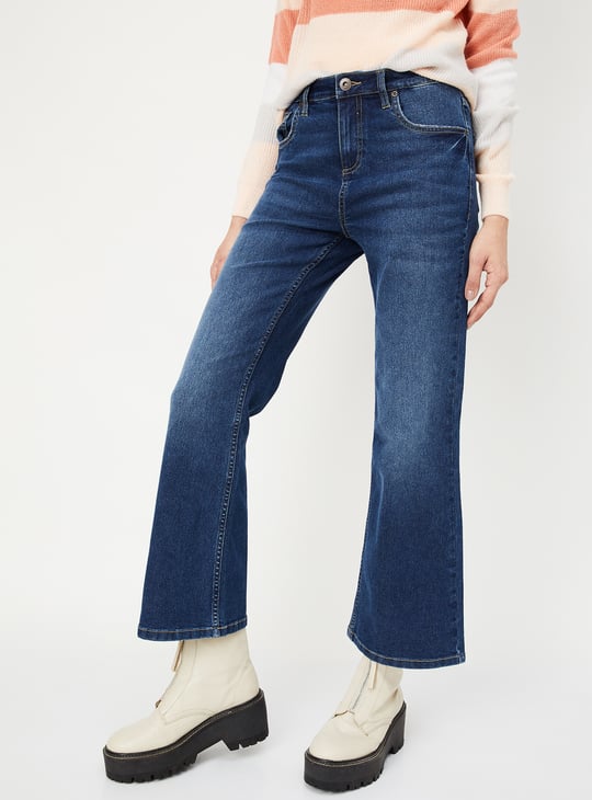 Women Washed Kick Flare Jeans