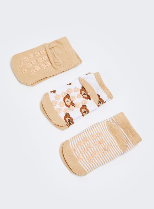 Boys Teddy Bear No-Show Socks - Pack of 3