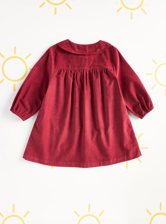 Girls Floral Embroidered Corduroy Dress