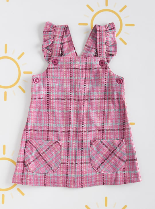 Pink check pinafore dress best sale