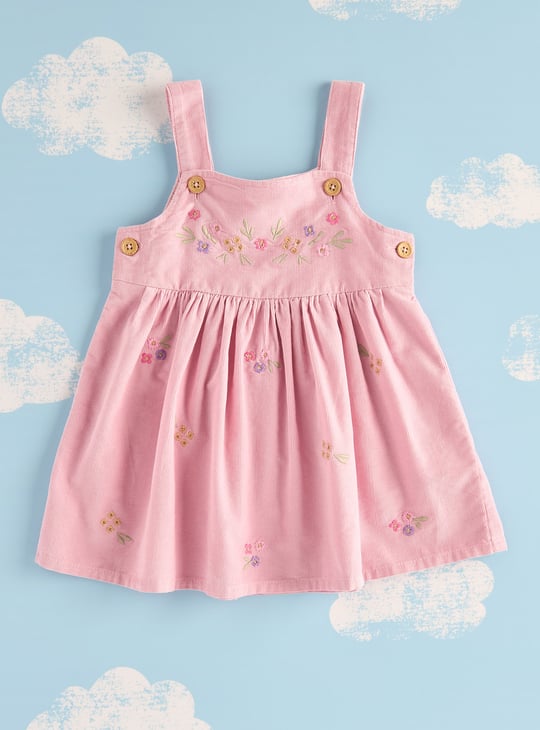 Girls Embroidered Pinafore Dress with Top & Stockings