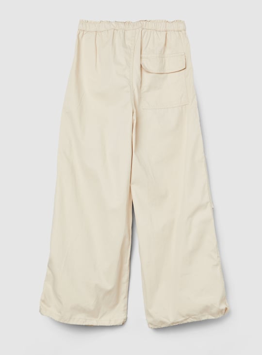 Girls Solid Cargo Parachute Trousers