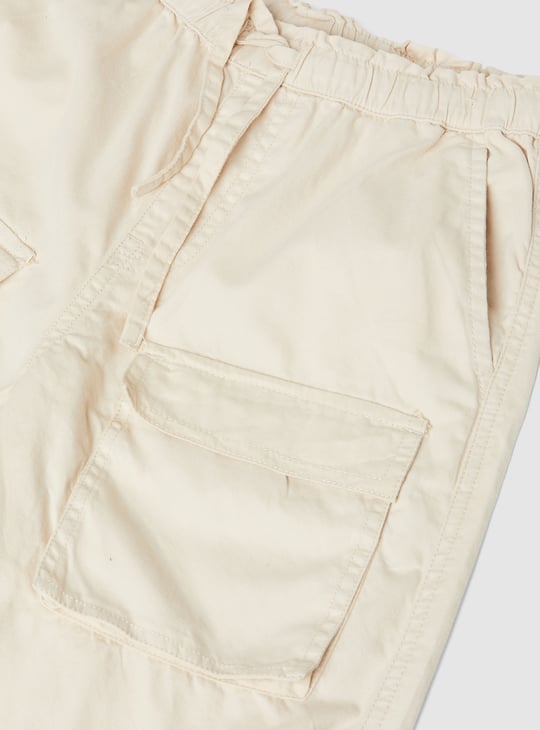 Girls Solid Cargo Parachute Trousers