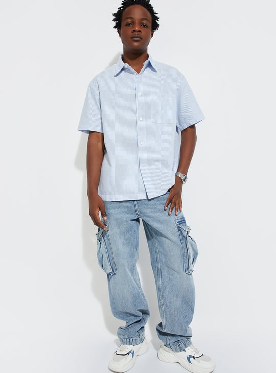 URB_N Men Boxy Fit Striped Shirt