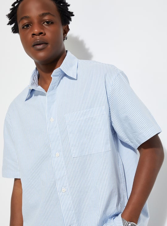 URB_N Men Boxy Fit Striped Shirt